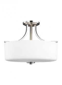Canfield modern 3-light LED indoor dimmable ceiling semi-flush mount in brushed nickel silver finish (38|7728803EN3-962)