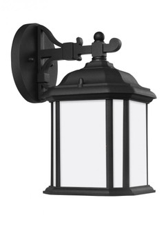 Kent traditional 1-light LED outdoor exterior small wall lantern sconce in black finish with satin e (38|84529EN3-12)