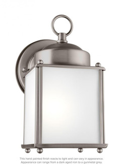 New Castle traditional 1-light outdoor exterior wall lantern sconce in antique brushed nickel silver (38|8592001-965)