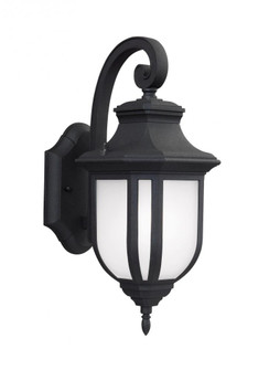 Childress traditional 1-light LED outdoor exterior medium wall lantern sconce in black finish with s (38|8636301EN3-12)