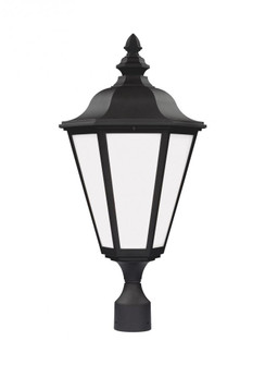Brentwood traditional 1-light LED outdoor exterior post lantern in black finish with smooth white gl (38|89025EN3-12)