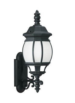 Wynfield traditional 1-light LED outdoor exterior large wall lantern sconce in black finish with fro (38|89103EN3-12)