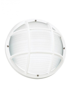 Bayside traditional 1-light LED outdoor exterior wall or ceiling mount in white finish with polycarb (38|89807EN3-15)