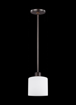 Canfield modern 1-light LED indoor dimmable ceiling hanging single pendant light in bronze finish wi (38|6128801EN3-710)