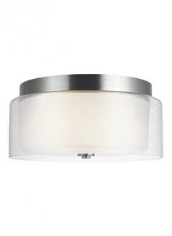 Elmwood Park traditional 2-light indoor dimmable ceiling semi-flush mount in brushed nickel silver f (38|7537302-962)