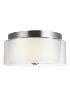 Elmwood Park traditional 2-light LED indoor dimmable ceiling semi-flush mount in brushed nickel silv (38|7537302EN3-962)