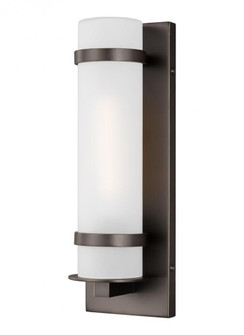 Alban modern 1-light outdoor exterior small wall lantern in antique bronze with etched opal glass sh (38|8518301-71)