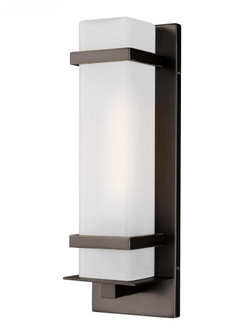 Alban modern 1-light outdoor exterior small wall lantern in antique bronze finish with etched opal g (38|8520701-71)
