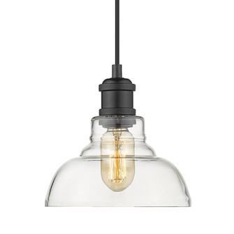 Yep by Golden Lighting Carver 1-light Pendant in Matte Black and Clear Glass (36|0305-S BLK-CLR)