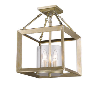 Golden Lighting Smyth 3-light Semi-Flush Mount in White Gold (36|2073-SF WG-CLR)