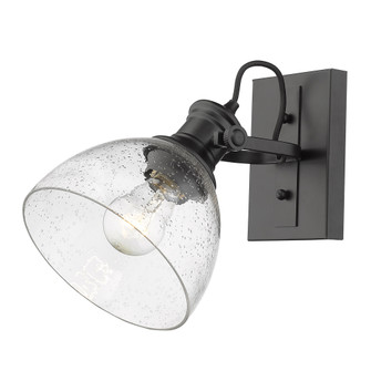 Yep by Golden Lighting Hines 1-light Vanity in Matte Black and Seeded Glass (36|3118-BA1 BLK-SD)