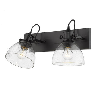Yep by Golden Lighting Hines 2-light Vanity in Matte Black and Seeded Glass (36|3118-BA2 BLK-SD)