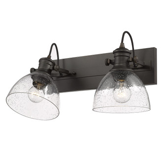 Yep by Golden Lighting Hines 2-light Vanity in Rubbed Bronze and Seeded Glass (36|3118-BA2 RBZ-SD)