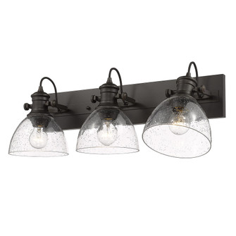 Yep by Golden Lighting Hines 3-light Vanity in Rubbed Bronze and Seeded Glass (36|3118-BA3 RBZ-SD)