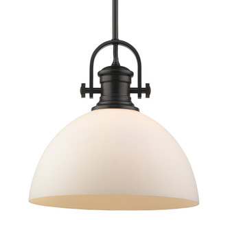 Yep by Golden Lighting Hines 1-light 14in Pendant in Matte Black and Opal Glass (36|3118-L BLK-OP)