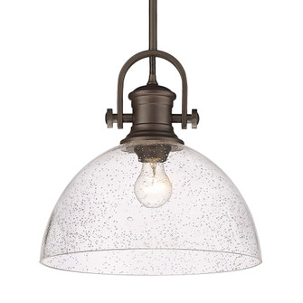 Yep by Golden Lighting Hines 1-light 14in Pendant in Rubbed Bronze and Seeded Glass (36|3118-L RBZ-SD)