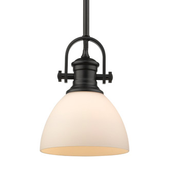 Yep by Golden Lighting Hines 1-light 7in Pendant in Matte Black and Opal Glass (36|3118-M1L BLK-OP)