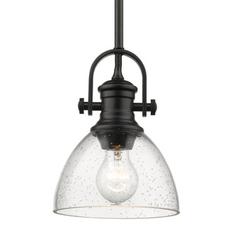 Yep by Golden Lighting Hines 1-light 7in Pendant in Matte Black and Seeded Glass (36|3118-M1L BLK-SD)