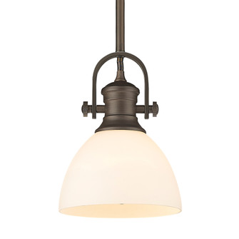 Yep by Golden Lighting Hines 1-light 7in Pendant in Rubbed Bronze and Opal Glass (36|3118-M1L RBZ-OP)