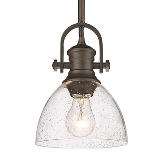 Yep by Golden Lighting Hines 1-light 7in Pendant in Rubbed Bronze and Seeded Glass (36|3118-M1L RBZ-SD)