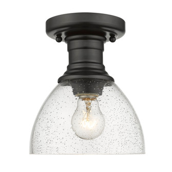 Yep by Golden Lighting Hines 1-light Semi-Flush Mount in Matte Black and Seeded Glass (36|3118-SF BLK-SD)