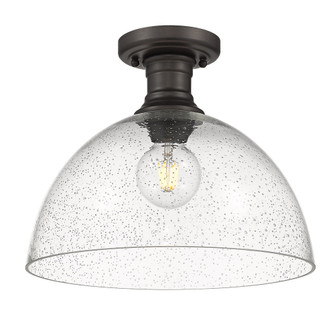 Yep by Golden Lighting Hines 1-light 14 in Semi-Flush Mount in Rubbed Bronze and Seeded Glass (36|3118-SF14 RBZ-SD)