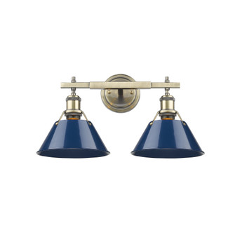 Yep by Golden Lighting Orwell 2-light Vanity in Aged Brass and Navy Blue shade (36|3306-BA2 AB-NVY)