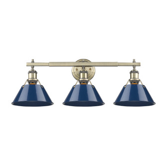 Yep by Golden Lighting Orwell 3-light Vanity in Aged Brass and Navy Blue shade (36|3306-BA3 AB-NVY)