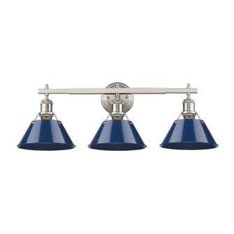 Yep by Golden Lighting Orwell 3-light Vanity in Pewter and Navy Blue shade (36|3306-BA3 PW-NVY)