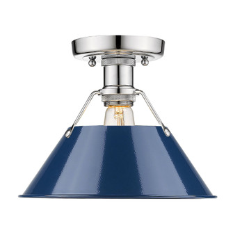 Yep by Golden Lighting Orwell 1-light Flush Mount in Chrome and Navy Blue shade (36|3306-FM CH-NVY)