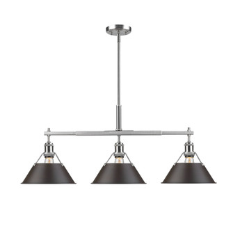 Yep by Golden Lighting Orwell 3-light Island Light in Pewter and Rubbed Bronze shade (36|3306-LP PW-RBZ)