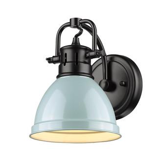 Yep by Golden Lighting Duncan 1-light Vanity in Matte Black and Seafoam shade (36|3602-BA1 BLK-SF)