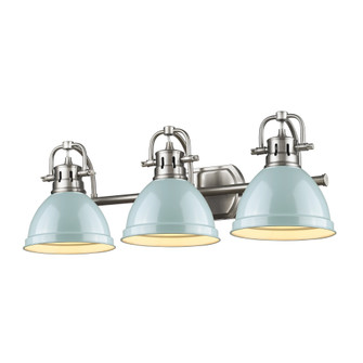 Yep by Golden Lighting Duncan 3-light Vanity in Pewter and Seafoam shade (36|3602-BA3 PW-SF)