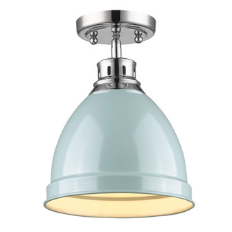 Wry Lighting Duncan 1-light Flush Mount in Chrome and Seafoam shade (36|3602-FM CH-SF)