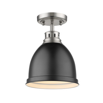 Wry Lighting Duncan 1-light Flush Mount in Pewter and Matte Black shade (36|3602-FM PW-BLK)
