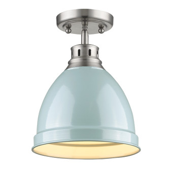 Wry Lighting Duncan 1-light Flush Mount in Pewter and Seafoam shade (36|3602-FM PW-SF)