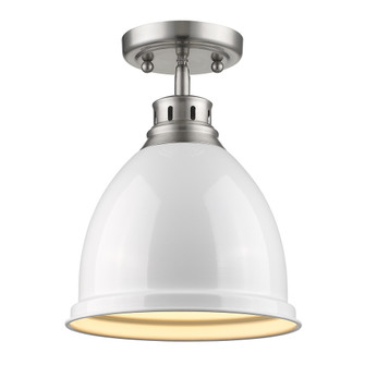 Wry Lighting Duncan 1-light Flush Mount in Pewter and White shade (36|3602-FM PW-WH)