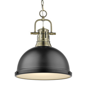 Yep by Golden Lighting Duncan 1-light 14in Chain Hung Pendant in Aged Brass and Matte Black shade (36|3602-L AB-BLK)