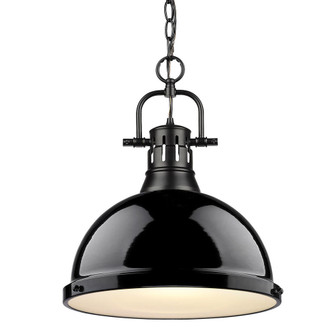 Duncan 1 Light Pendant with Chain in Black with a Black Shade (36|3602-L BLK-BK)