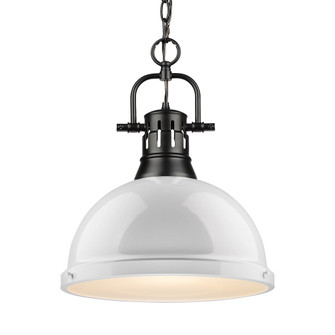 Yep by Golden Lighting Duncan 1-light 14in Chain Hung Pendant in Matte Black and White shade (36|3602-L BLK-WH)