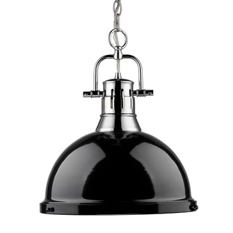 Yep by Golden Lighting Duncan 1-light 14in Chain Hung Pendant in Chrome and Black shade (36|3602-L CH-BK)