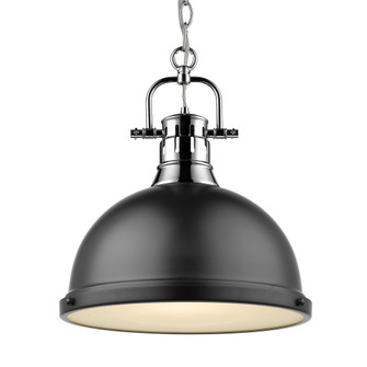 Yep by Golden Lighting Duncan 1-light 14in Chain Hung Pendant in Chrome and Matte Black shade (36|3602-L CH-BLK)