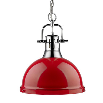 Yep by Golden Lighting Duncan 1-light 14in Chain Hung Pendant in Chrome and Red shade (36|3602-L CH-RD)