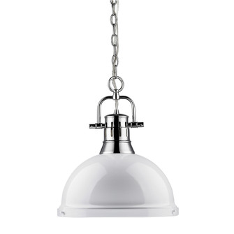 Duncan 1 Light Pendant with Chain in Chrome with a White Shade (36|3602-L CH-WH)