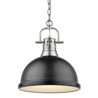 Duncan 1 Light Pendant with Chain in Pewter with a Matte Black Shade (36|3602-L PW-BLK)