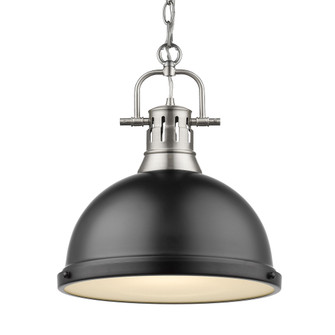 Yep by Golden Lighting Duncan 1-light 14in Chain Hung Pendant in Pewter and Matte Black shade (36|3602-L PW-BLK)