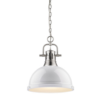 Duncan 1 Light Pendant with Chain in Pewter with a White Shade (36|3602-L PW-WH)