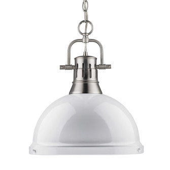 Yep by Golden Lighting Duncan 1-light 14in Chain Hung Pendant in Pewter and White shade (36|3602-L PW-WH)