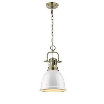 Duncan Small Pendant with Chain in Aged Brass with a White Shade (36|3602-S AB-WH)