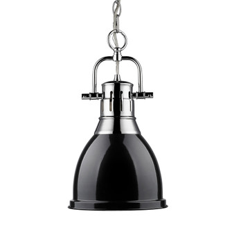 Yep by Golden Lighting Duncan 1-light 9in Chain Hung Pendant in Chrome and Black shade (36|3602-S CH-BK)